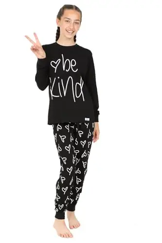 thepyjamafactory Be Kind Love Ragazze Lungo Cotone Pigiama Pjs per Bambini miniatura 2