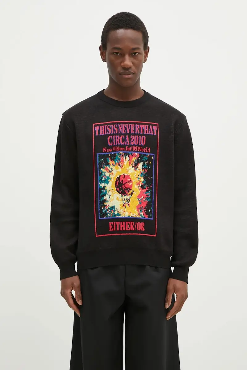 maglione in misto lana Basketball Hoop Knit Sweater uomo colore nero TN243KKNPK04