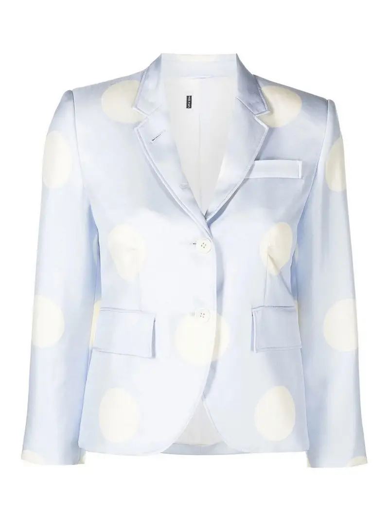 blazer in seta con stampa a pois Blu