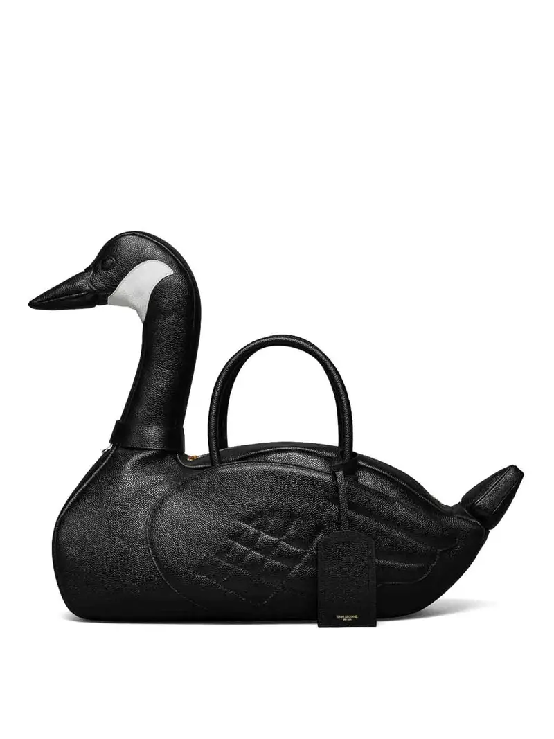 Borsa Goose In Pelle Grana Ciottolo Nero