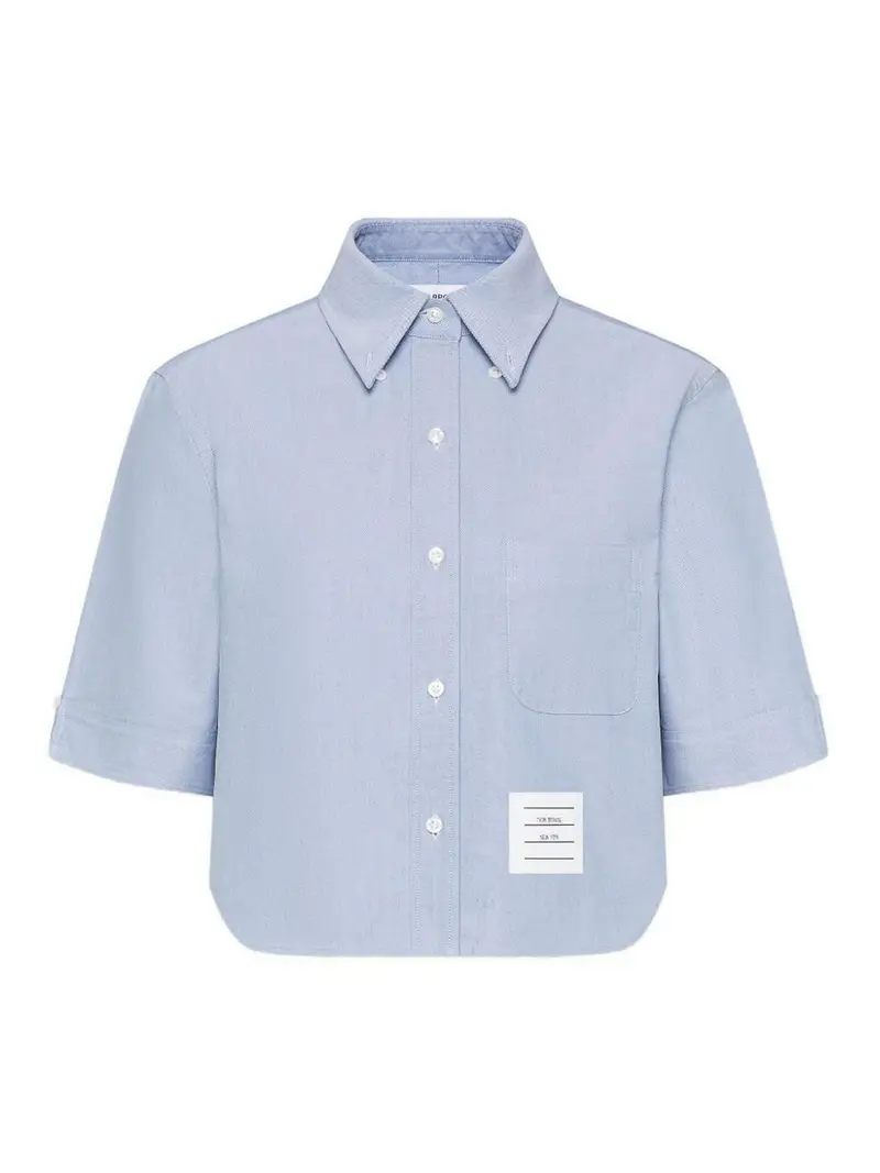 Camicia corta in cotone Blu