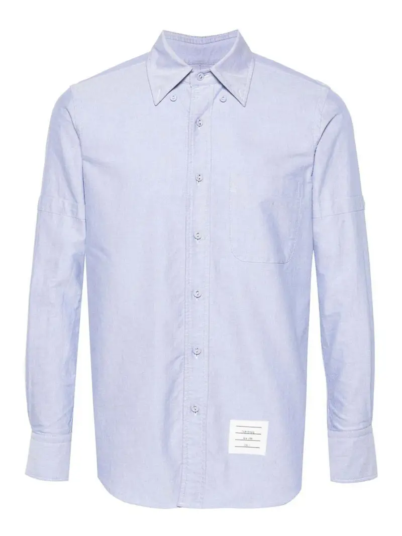 Camicia in cotone con fascia da braccio Azzurro
