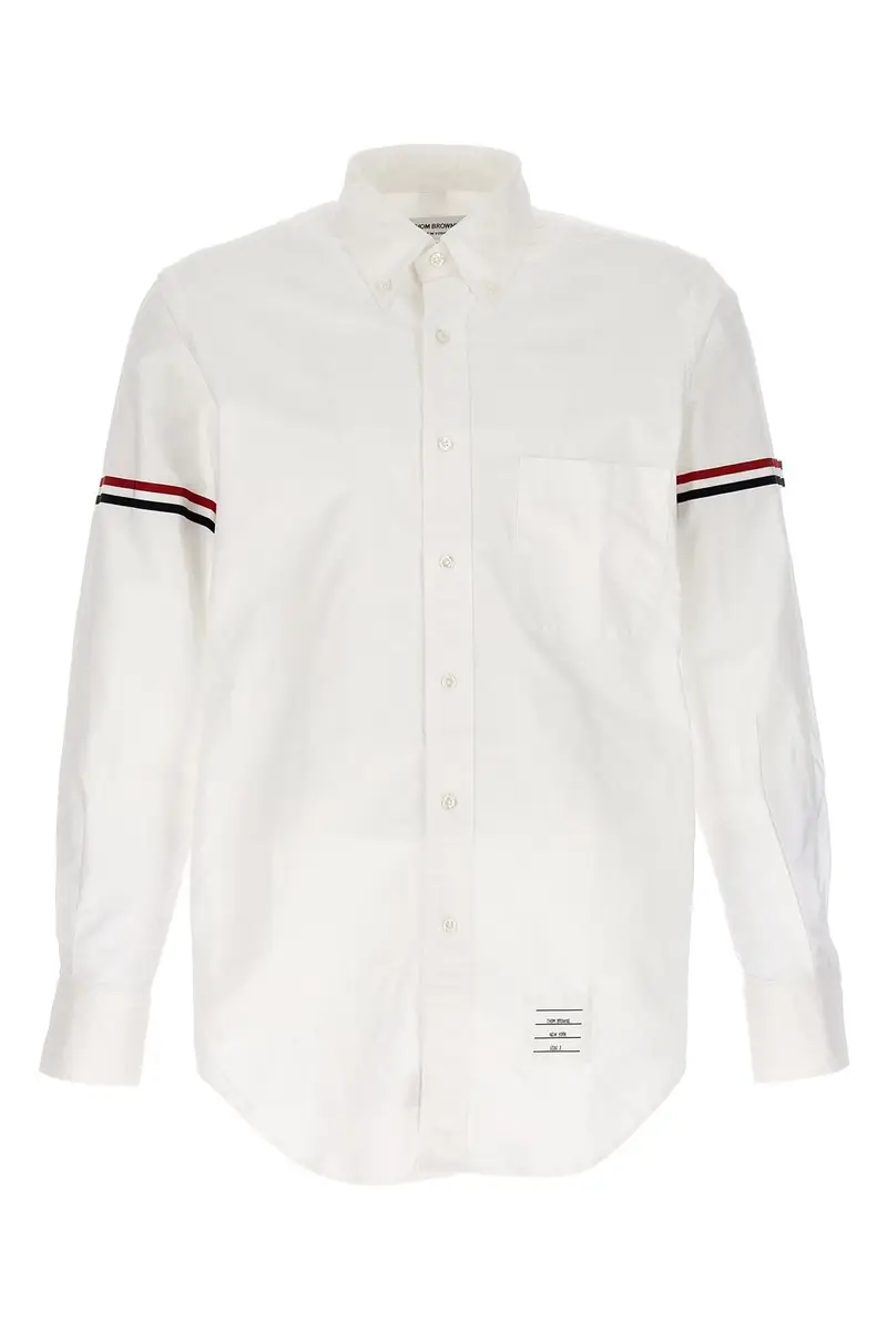 Thom Browne Maglia Bianco con Dettaglio RWB
