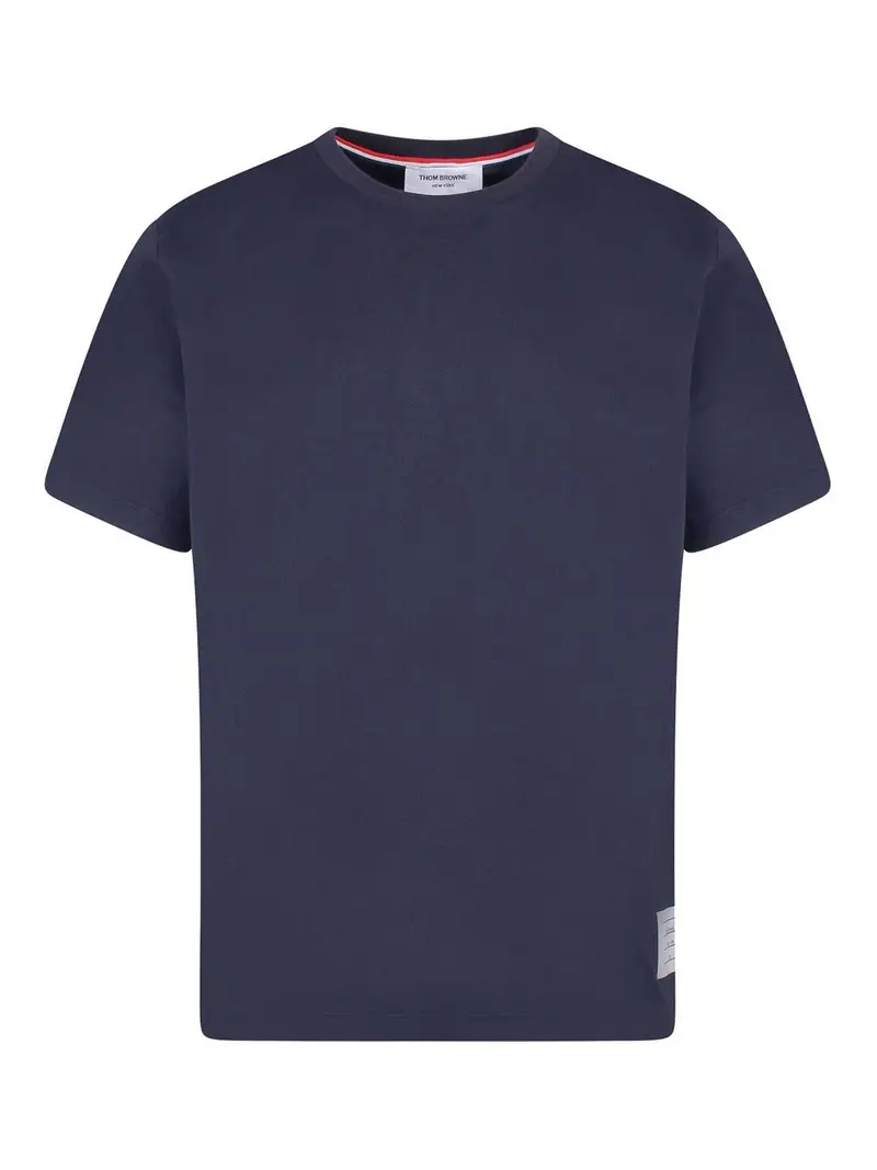 Maglietta in cotone con patch logo Blu