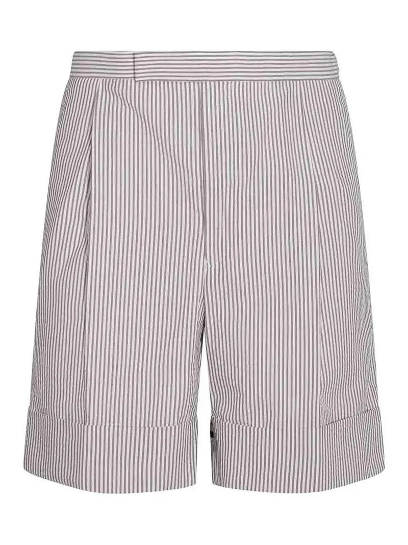 Shorts in cotone grigio e bianco