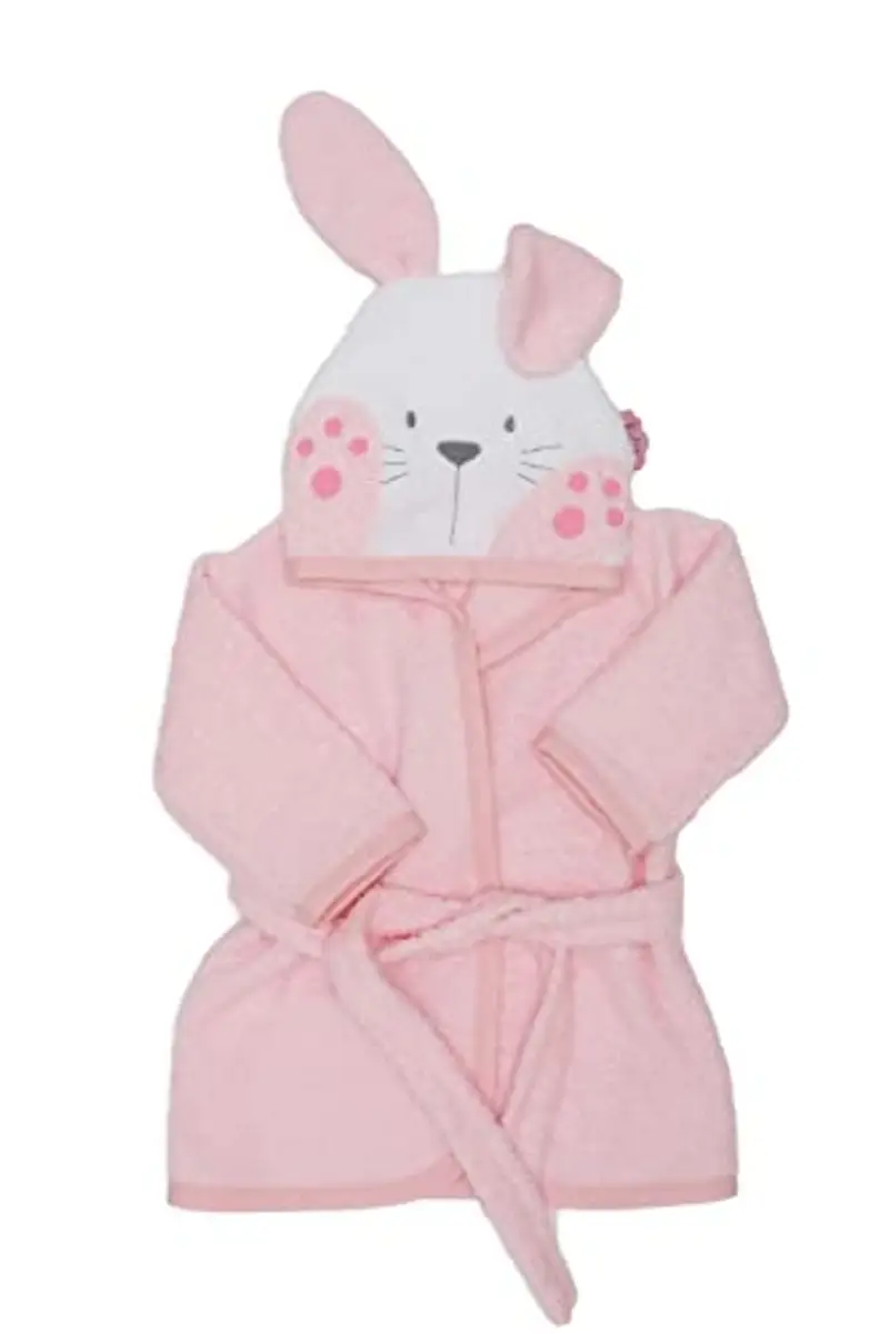 Ti TIN Accappatoio con Cappuccio Per Bambini | 100% Cotone Morbido e Assorbente con Orecchie Di Coniglietto Rosa,