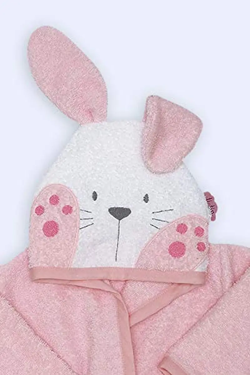 Ti TIN Accappatoio con Cappuccio Per Bambini | 100% Cotone Morbido e Assorbente con Orecchie Di Coniglietto Rosa miniatura 2