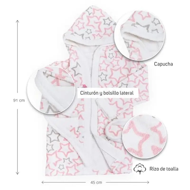 Ti TIN Accappatoio Per Bambino o Bambina con Cappuccio in Spugna | 100% Cotone Morbido e Assorbente con Un Design a miniatura 2