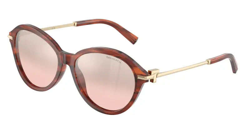 Donna Tiffany TF4259 84407E Occhiali da sole Acetato Tartaruga Rosa Rotonda Normale Sfumato