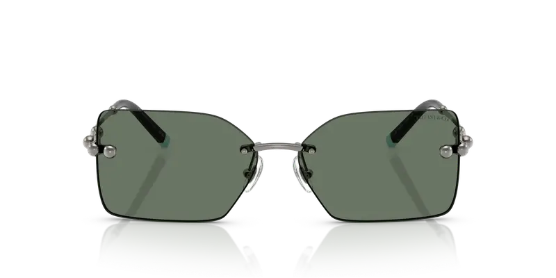 Tiffany Unisex TF3088 60033H Occhiali da sole Metallo Grigio Verde Squadrata Normale miniatura 2