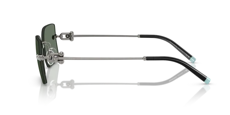 Tiffany Unisex TF3088 60033H Occhiali da sole Metallo Grigio Verde Squadrata Normale miniatura 3