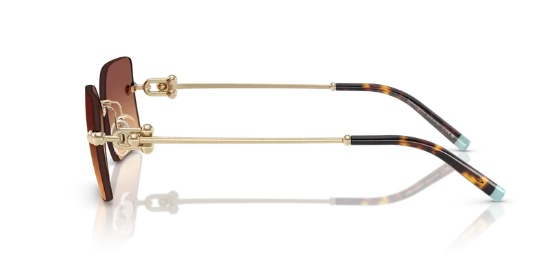 Tiffany Unisex TF3088 618978 Occhiali da sole Metallo Oro Arancione Squadrata Normale Sfumato miniatura 3