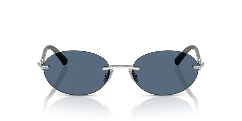 Tiffany Unisex TF3104D 600180 Occhiali da sole Metallo Argento Blu Rotonda Normale miniatura 2