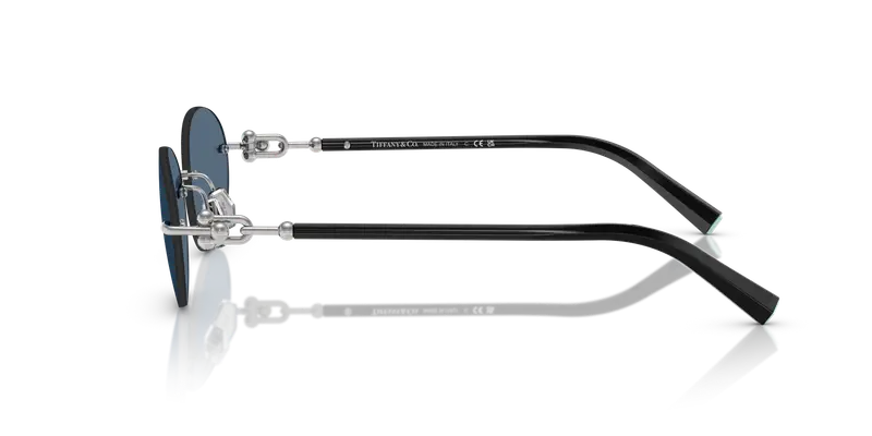 Tiffany Unisex TF3104D 600180 Occhiali da sole Metallo Argento Blu Rotonda Normale miniatura 3