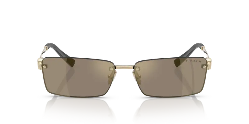 Tiffany Unisex TF3108B 60215A Occhiali da sole Metallo Oro Marrone Squadrata Specchiate miniatura 2