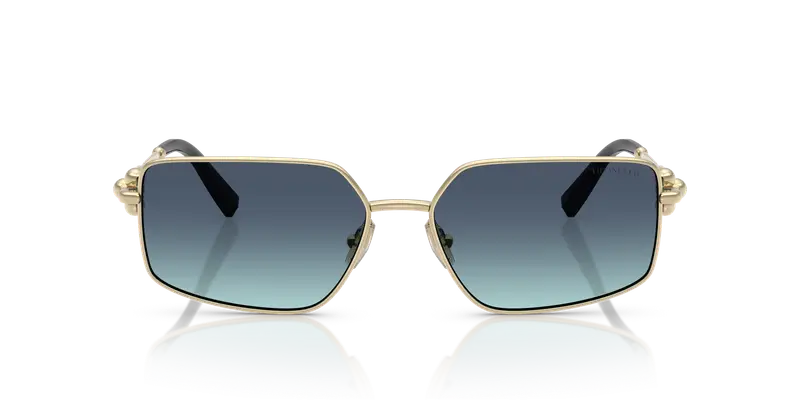 Tiffany Unisex TF3111 62029S Occhiali da sole Metallo Oro Blu Squadrata Normale Sfumato miniatura 2