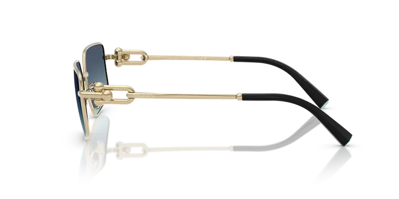 Tiffany Unisex TF3111 62029S Occhiali da sole Metallo Oro Blu Squadrata Normale Sfumato miniatura 3