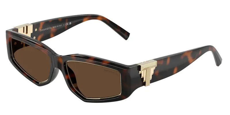 Tiffany Unisex TF4234U  80153G Occhiali da sole Iniettato Tartaruga Marrone Geometrica Normale