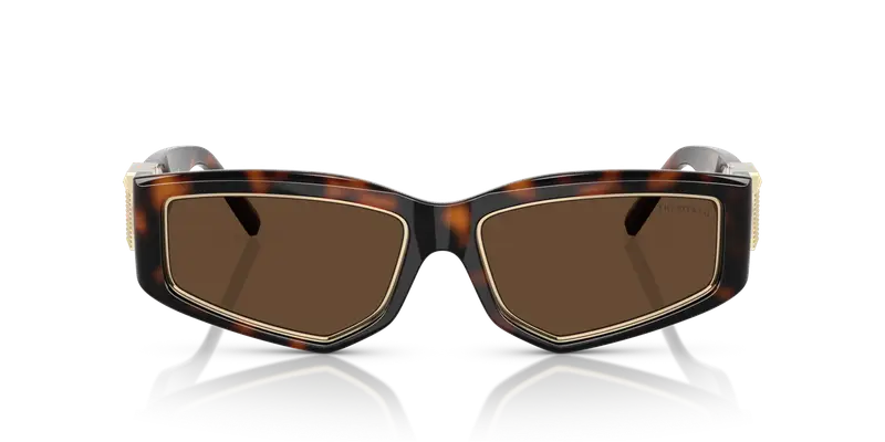 Tiffany Unisex TF4234U 80153G Occhiali da sole Iniettato Tartaruga Marrone Geometrica Normale miniatura 2