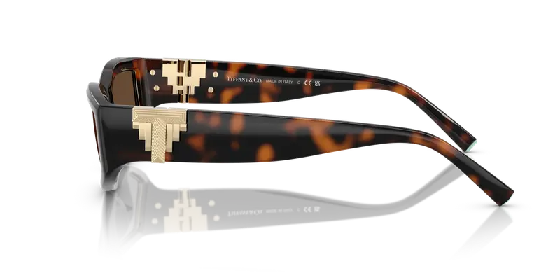 Tiffany Unisex TF4234U 80153G Occhiali da sole Iniettato Tartaruga Marrone Geometrica Normale miniatura 3