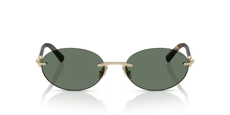 Unisex Tiffany TF3104D 623882 Occhiali da sole Metallo Oro Verde Rotonda Normale miniatura 3