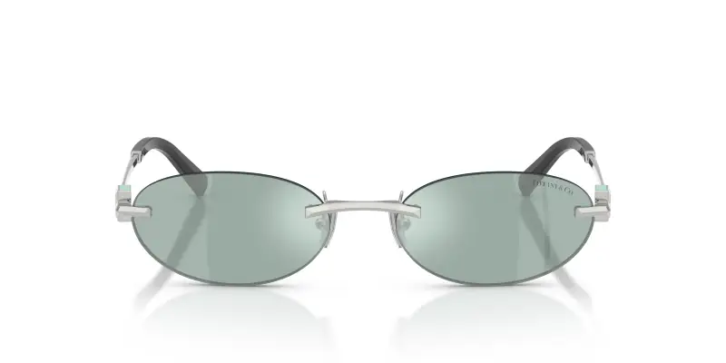 Unisex Tiffany TF3119D 600165 Occhiali da sole Metallo Argento Azzurro Rotonda Normale Specchiato miniatura 3