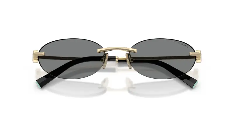 Unisex Tiffany TF3119D 602187 Occhiali da sole Metallo Oro Grigio Rotonda Normale miniatura 2