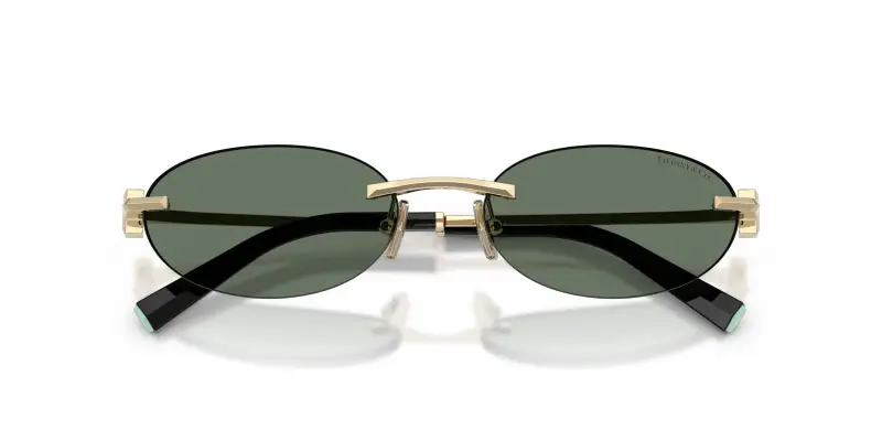 Unisex Tiffany TF3119D 623882 Occhiali da sole Metallo Oro Verde Rotonda Normale miniatura 2