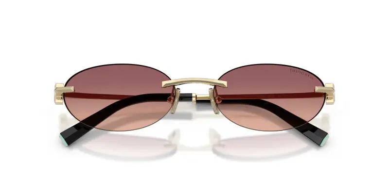 Unisex Tiffany TF3119D 62408D Occhiali da sole Metallo Oro Rosa Rotonda Normale Sfumato miniatura 2