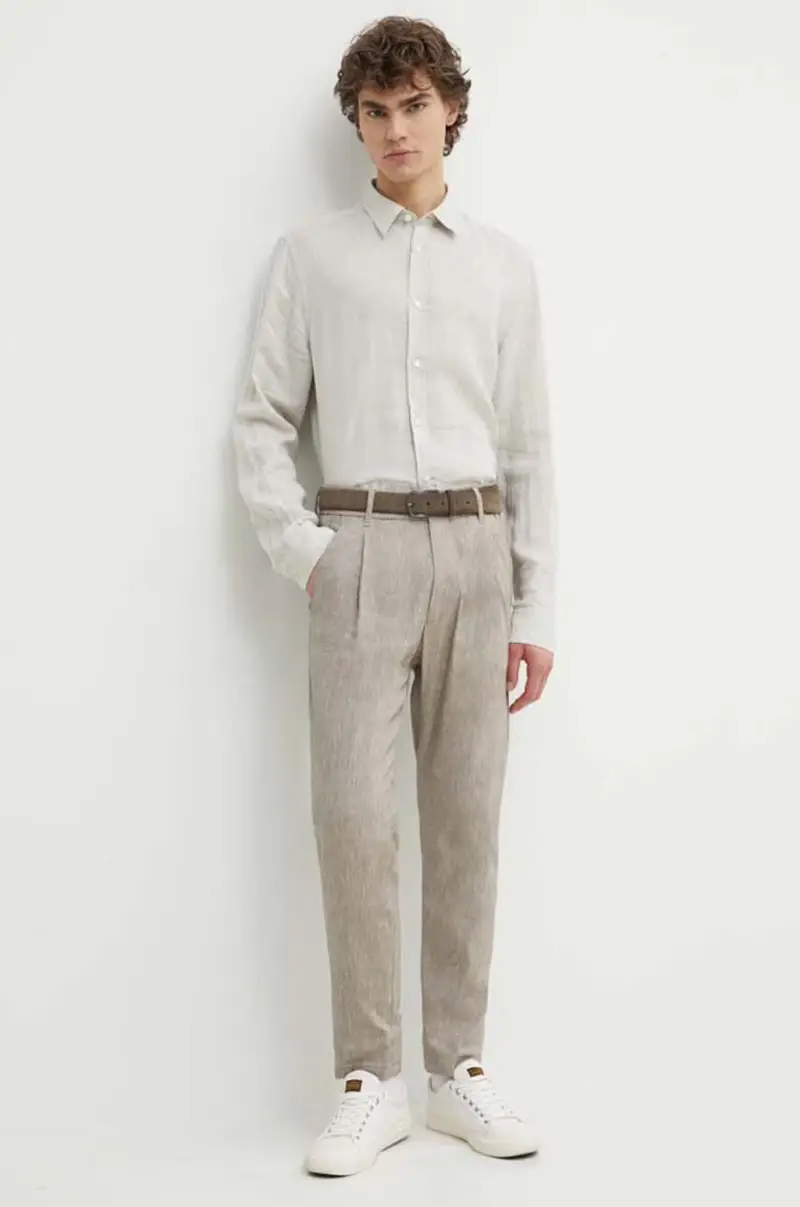 camicia di lino Spenser colore beige T69002012 miniatura 2