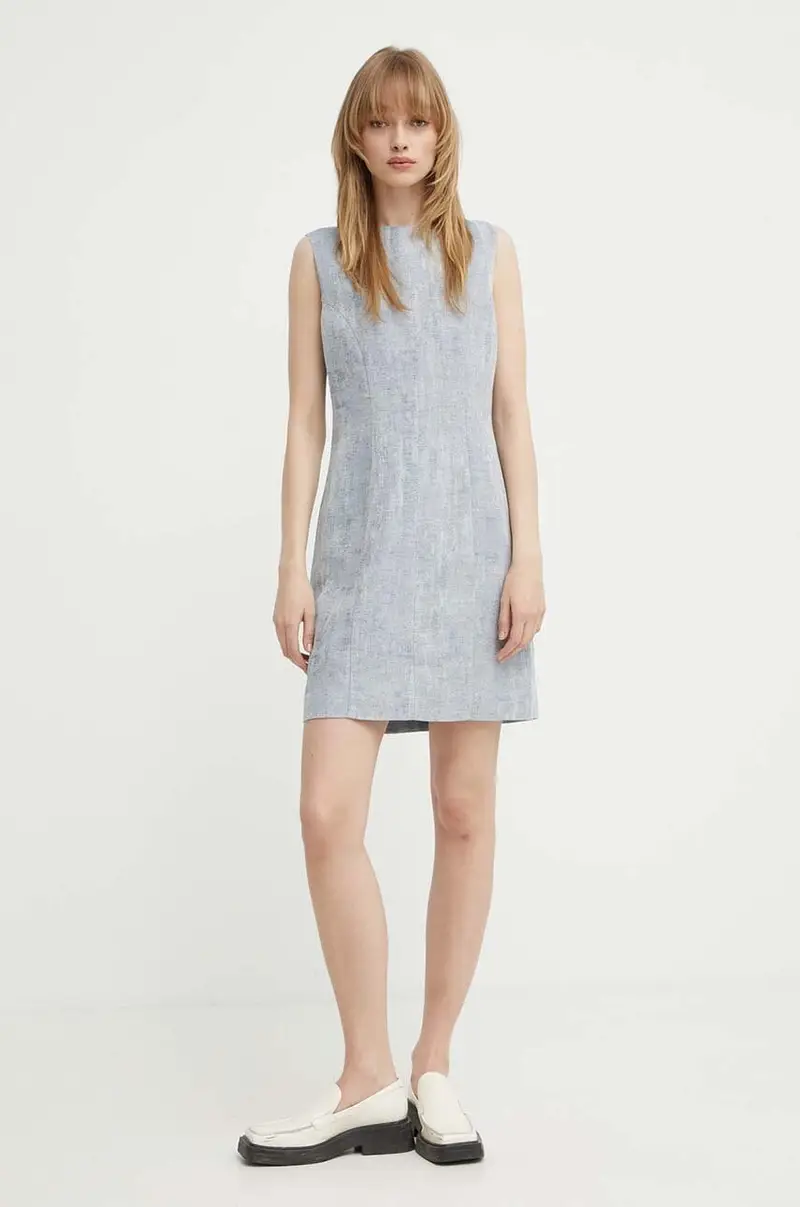 vestito con aggiunta di lino Kasie colore blu S72199002
