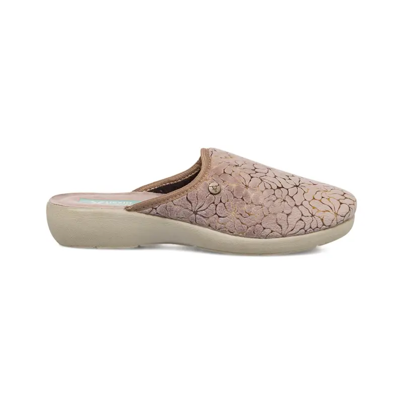 Ciabatte beige donna da casa con fiori