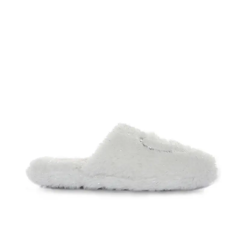 Ciabatte donna bianche da casa in peluche con cuore con strass