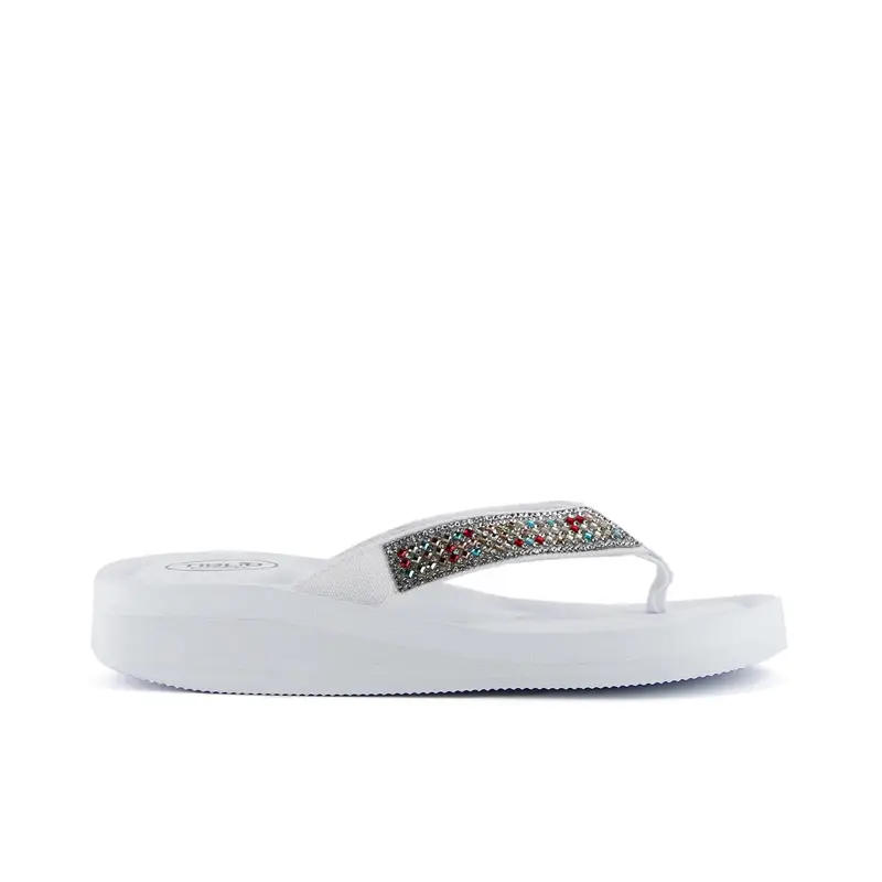 Ciabatte infradito bianche da mare in gomma con strass