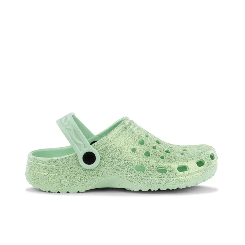 Ciabatte mare verdi chiuse da donna in gomma con glitter