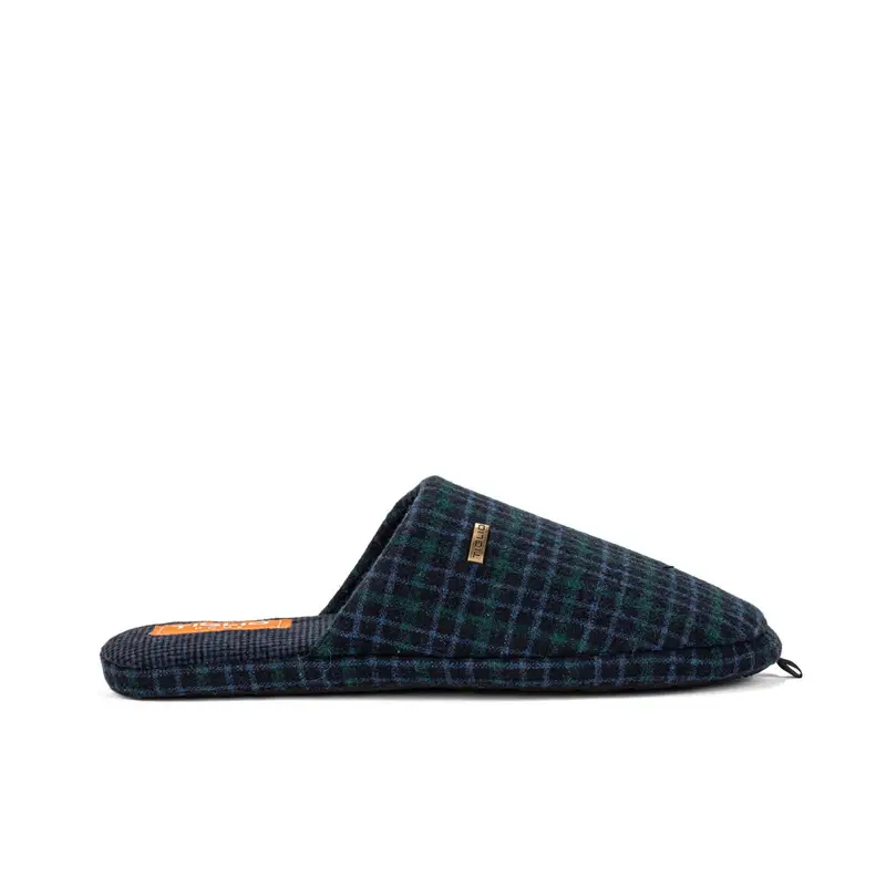 Ciabatte uomo blu da casa con fantasia check