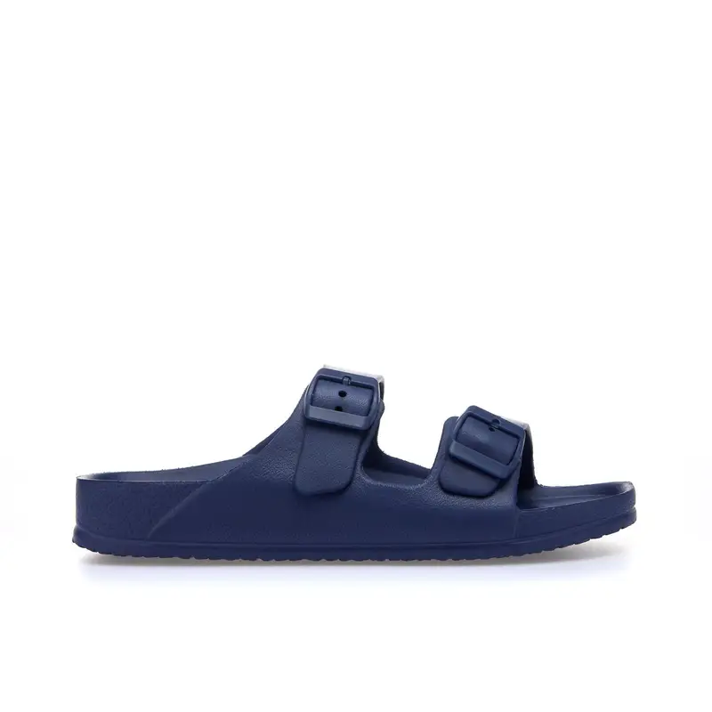 Ciabatte uomo blu da mare in gomma con doppia fibbia