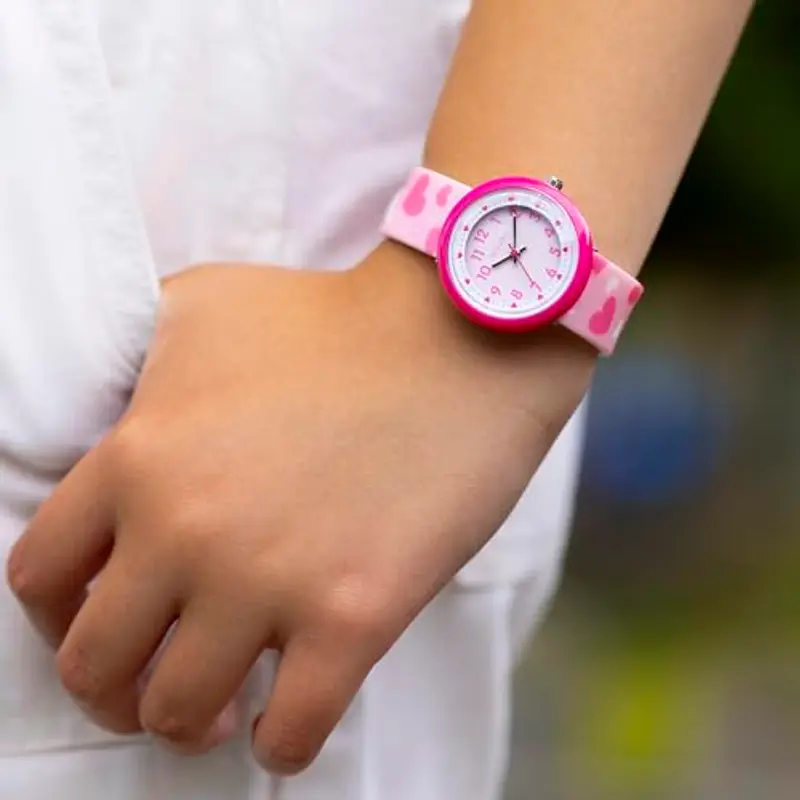 Tikkers Orologio analogico per bambini con cinturino a forma di cuore rosa, rosa, Moderno miniatura 3