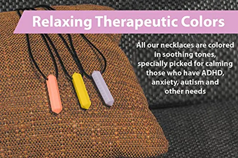 Tilcare Chew Chew Collana per Masticare il Pastello Sensoriale - Migliori Strumenti per l'Autismo - Durevoli e forti Giocattoli Masticabili in Silicone - Ciondolo per Masticare per Ragazzi e Ragazze miniatura 3
