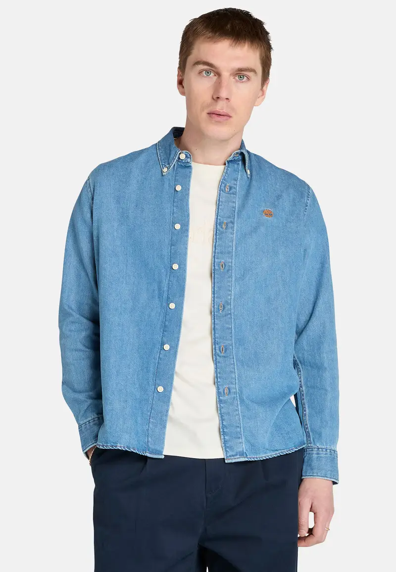 Camicia blu denim miniatura 2