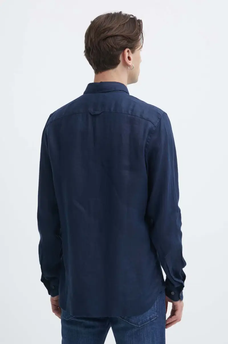 camicia di lino colore blu navy TB0A2DC34331 miniatura 3