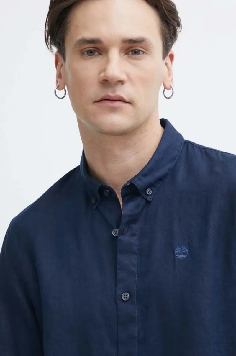 camicia di lino colore blu navy TB0A2DC34331 miniatura 4