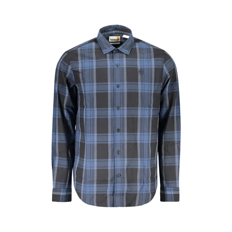 Camicia Maniche Lunghe Uomo Blu Ricamo