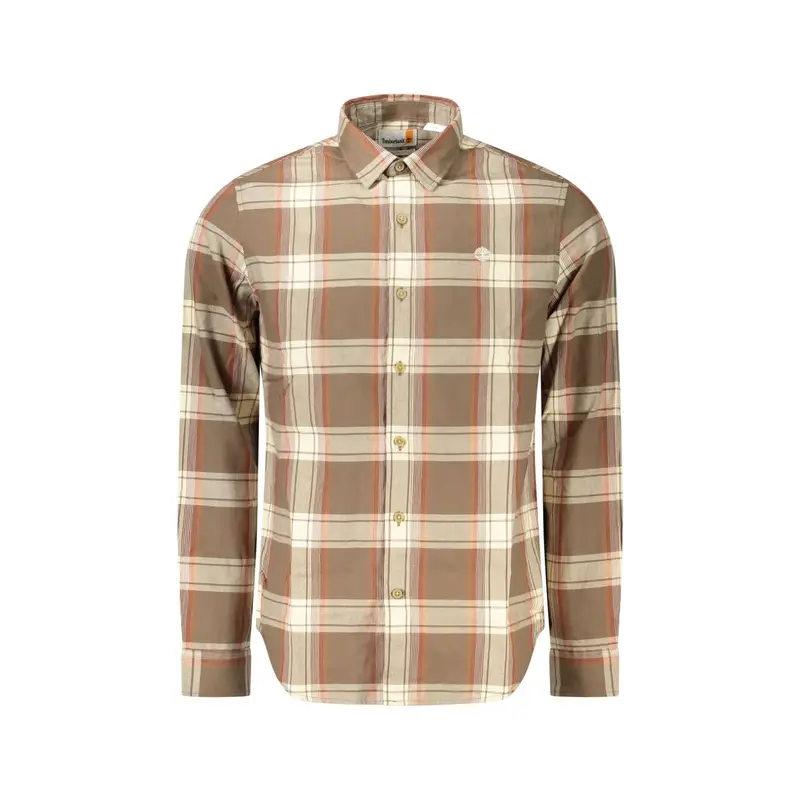 Camicia Maniche Lunghe Uomo Marrone Ricamo