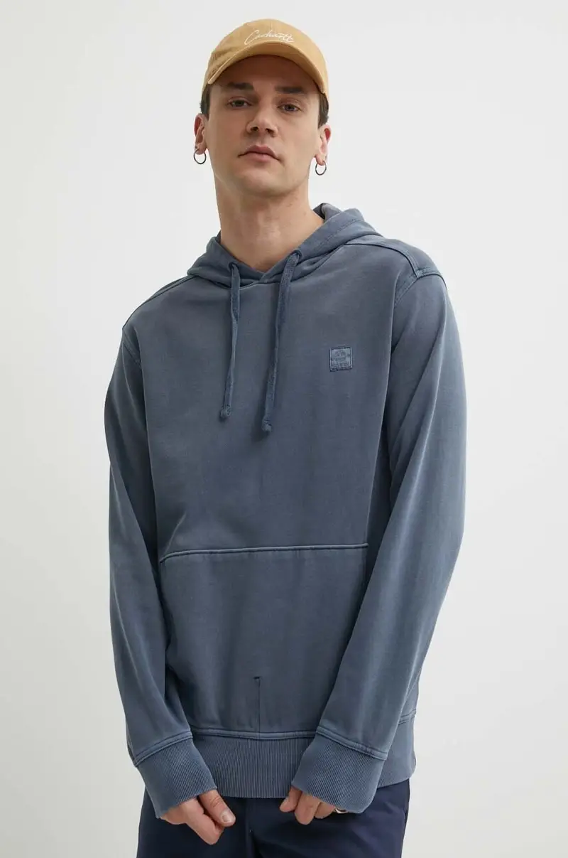 felpa uomo colore blu con cappuccio con applicazione TB0A5U9K4331