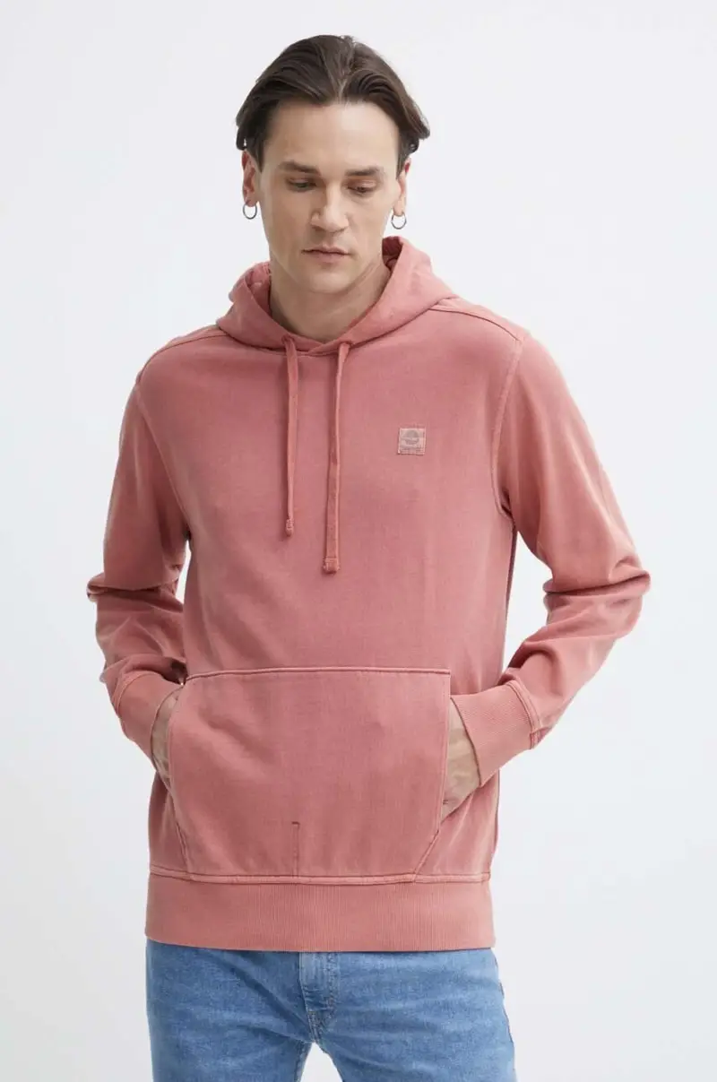 felpa uomo colore rosa con cappuccio con applicazione TB0A5U9KEG61