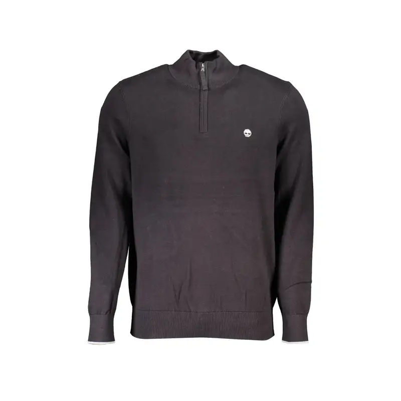 Maglia Uomo Nera Mezzo Zip Ricamo Nero