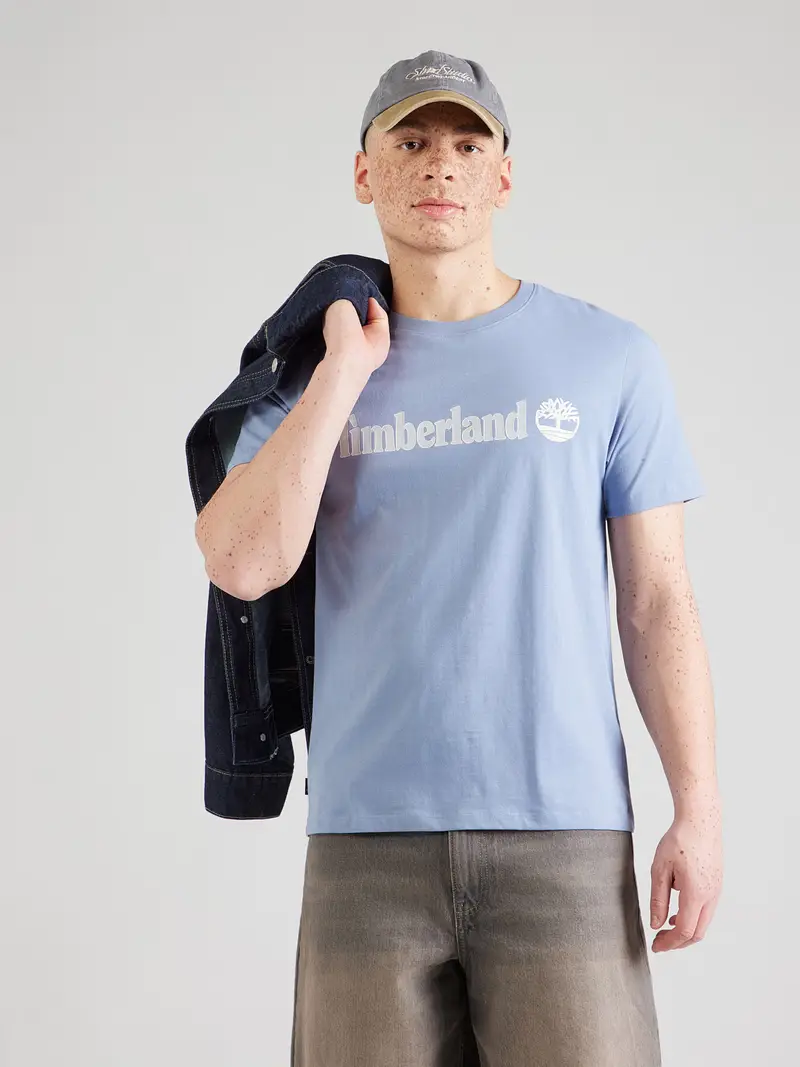 Maglietta blu chiaro / bianco miniatura 3