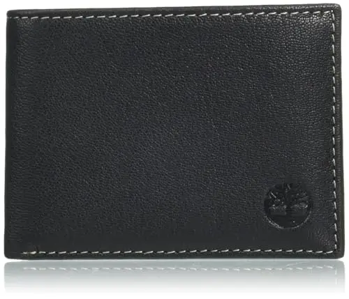 Timberland Men's Genuine Leather RFID Blocking Passcase Security Wallet, black, One Size