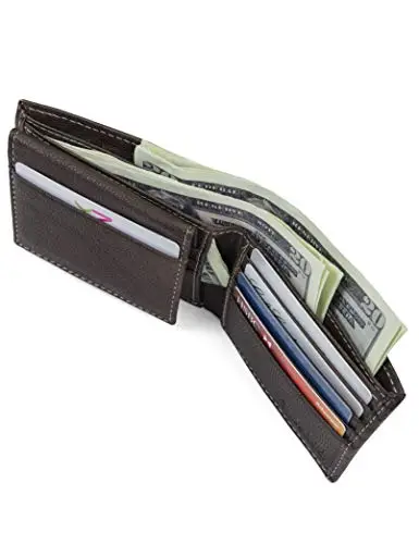 Timberland Men's Leather RFID Blocking Passcase Security Wallet, Dark Brown, One Size miniatura 3